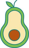 Isolated Avocado Half Piece Icon In Flat Style. vector