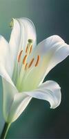 An extreme close up of a beautiful lily oil painting. photo