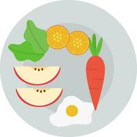 dieta o sano comida plato plano icono. vector