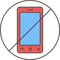 No Smartphone Icon In Red And Blue Color. vector