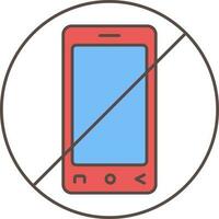 No Smartphone Icon In Red And Blue Color. vector