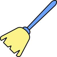 Broom Icon In Blue And Yellow Color. vector