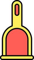 Isolated Dustpan Flat Icon In Red And Yellow Color. vector
