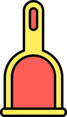 Isolated Dustpan Flat Icon In Red And Yellow Color.