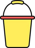 Flat Bucket Icon In Red And Yellow Color. vector