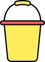 Flat Bucket Icon In Red And Yellow Color. vector