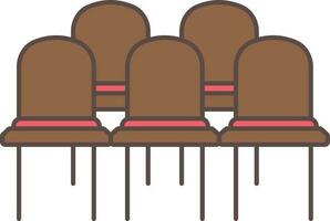 Audience Chairs Icon In Brown And Red Color. vector