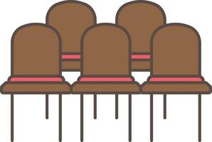 Audience Chairs Icon In Brown And Red Color. vector