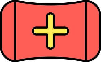 Flat Style Medical Soap Icon In Red And Yellow Color. vector