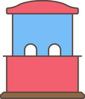 Ticket Booth Icon In Red And Blue Color. vector
