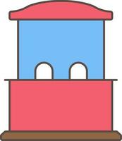 Ticket Booth Icon In Red And Blue Color. vector