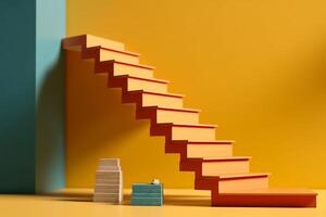 Business concept of ladder career path and growth success process. photo