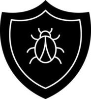 Bug Shield Icon In Glyph Style. vector