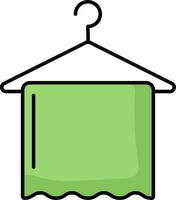 Towel On Hanger Icon In Green And Black Color. vector