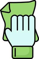 mano limpiando icono en verde y azul color. vector