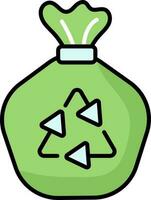 Recycle Garbage Bag Icon In Blue And Green Color. vector