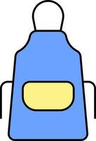 Apron Icon In Blue And Yellow Color. vector