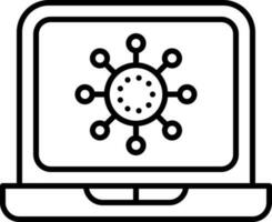 Linear Style Network Connection In Laptop Icon. vector