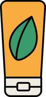 Herbal Cream Tube Icon In Yellow And Green Color. vector