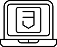 Css Symbol In Laptop Screen Black Line Art Icon. vector