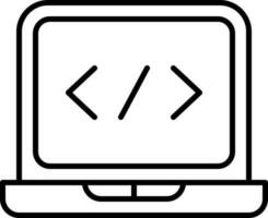 Linear Style Web Coding In Laptop Screen Icon. vector