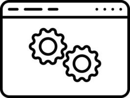 Web Page Setting Icon In Black Outline. vector