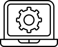 Laptop Setting Icon Or Symbol In Line Art. vector