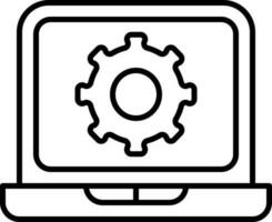 Laptop Setting Icon Or Symbol In Line Art. vector