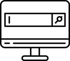 Search Box In Monitor Screen Line Art Icon. vector