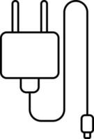Black Thin Line Art Of USB Charger Icon. vector
