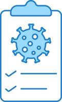 cheque virus reporte azul y blanco icono. vector