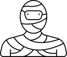 Flat Style Mummy Icon In Black Line Art. vector