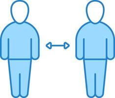 People Maintain Social Distancing Icon In Blue And White Color. vector