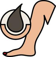 Hair Leg Icon Or Symbol In Black And Peach Color. vector