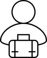 Cartoon Man With Bag Icon In Line Art. vector