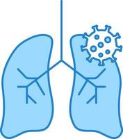Virus Infected Lungs Blue And White Icon. vector