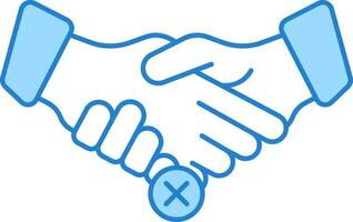 No Hand Shake Icon In Blue And White Color. vector