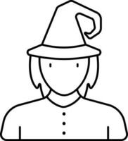 Flat Style Witch Icon In Black Outline. vector