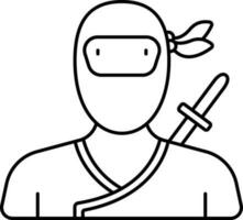 Ninja Icon In Black Line Art. vector