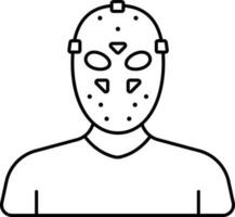 Serial Killer Icon In Black Linear Art. vector