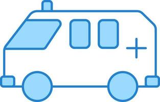 Flat Style Ambulance Blue And White Icon. vector