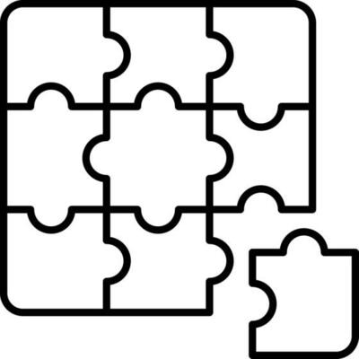 Jigsaw Puzzle Icon In Black Line Art.