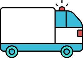 plano estilo ambulancia azul y blanco icono. vector