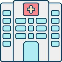 Blue And White Hospital Building Icon. vector