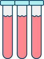 Blood Sample Tubes Icon In Red And Blue Color. vector