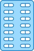 Capsule Or Tablet Packet White And Blue Icon. vector