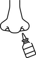 Nasal Medicine Icon Or Symbol In Black Outline. vector