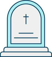 White And Blue Tombstone Icon Or Symbol. vector