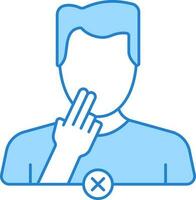 Don't Face Touch Icon In Blue And White Color. vector