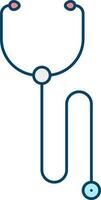 Blue And Red Stethoscope Flat Icon. vector